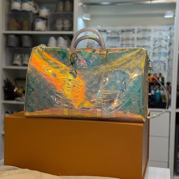 Louis Vuitton Monogram Prism Keepall Bandouliere 50 Boston Bag M53271 - Picture 1 of 11